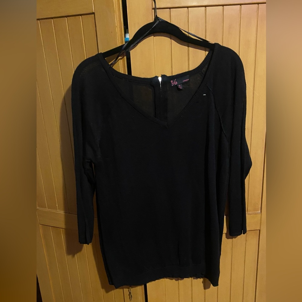t/o Black Women's sheer Blouse/ XL